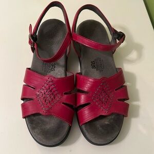 SAS Huarache Sandals Red Leather